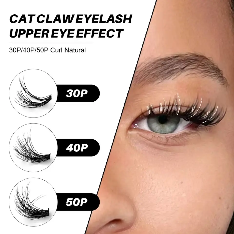 DIY Segmented False Eyelash Set Large Capacity Cluster Eyelash Book With Glue,Remove GLue,Twezeer,Brush,Festival gift