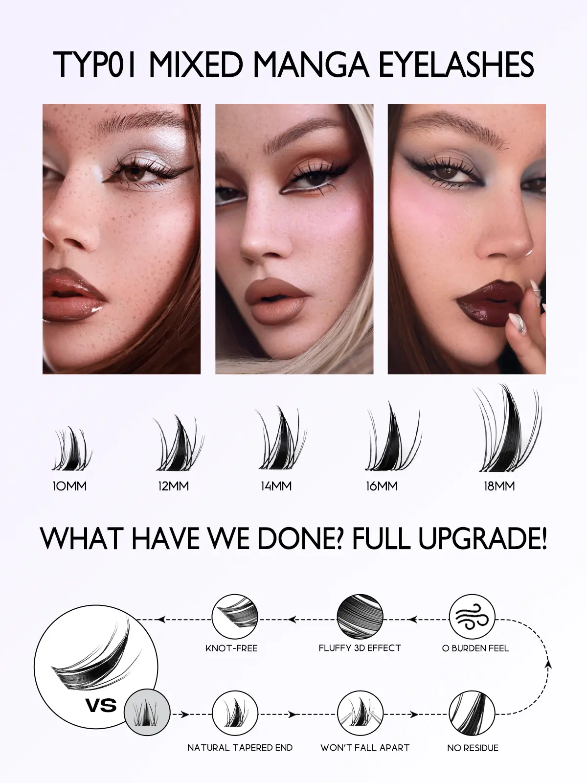 GROINNEYA Cluster Lashes Kit Manga Lashes Natural Eyelash extension Cluster Natural Volume Individual Lashes Mixed Tray Lashes