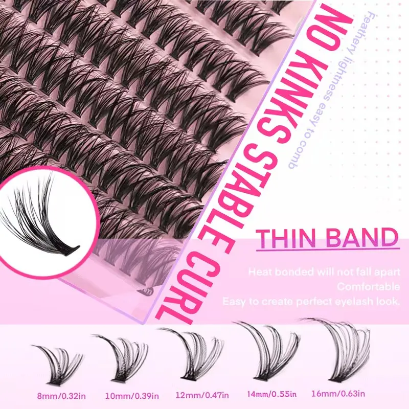 Lashes Clusters Set Extensions Kit Fake eyelashes Mix Lash Clusters with Lash Bond Seal and Lash Applicator Tool Makeup