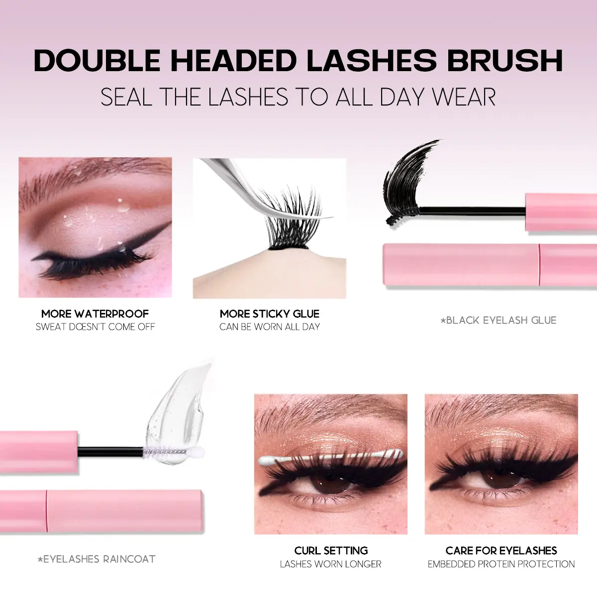 GROINNEYA Lash Clusters Kit With Waterproof Strong Hold DIY Lash Extension Kit Lash Bond And Seal And Eyelash Tweezers Makeup
