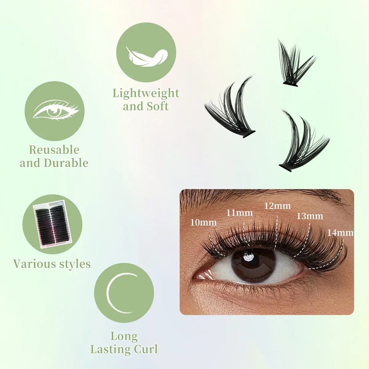 DIY Eyelash Clusters Fluffy Thick Individual Lashes Large capacity 10D-100D Eyelashes Extensions Kit With Bond and Seal Tweezers