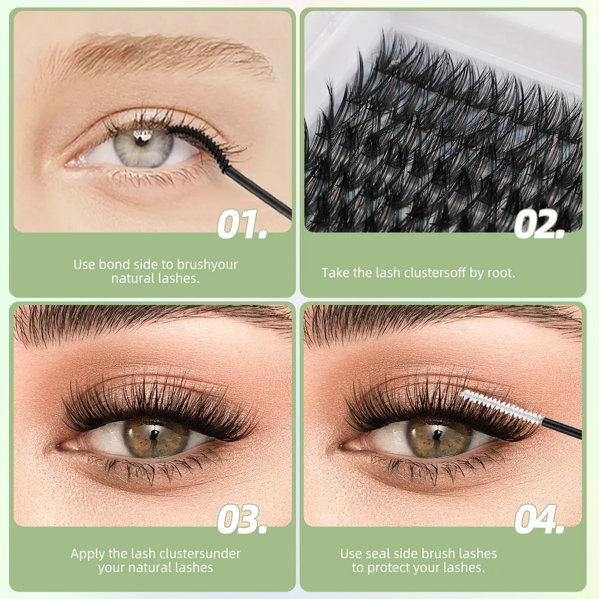 DIY Eyelash Clusters Fluffy Thick Individual Lashes Large capacity 10D-100D Eyelashes Extensions Kit With Bond and Seal Tweezers