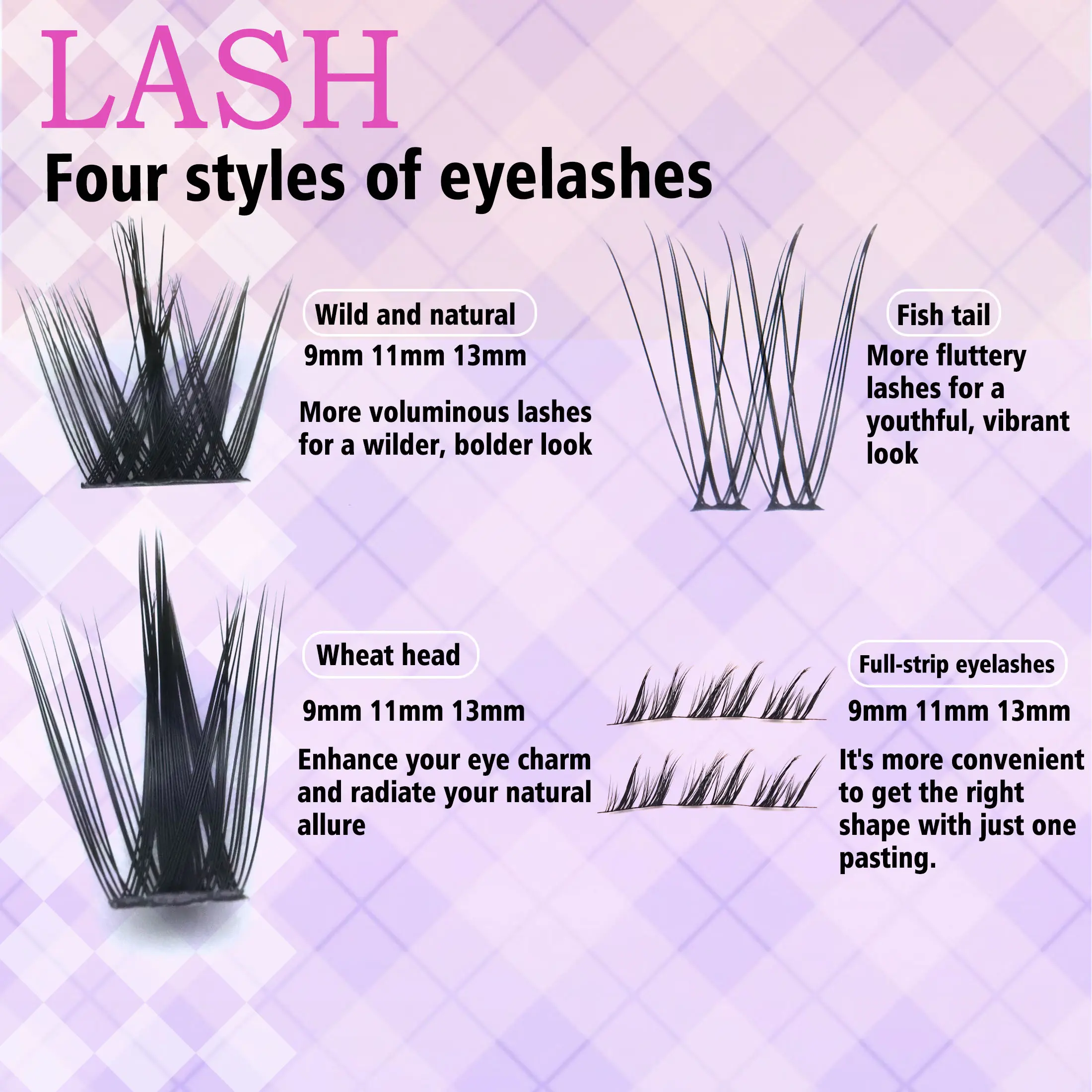 207 clusters plus 3 pairs of false eyelashes, 9-13mm, 4-in-1 false eyelash gift box, complete with eyelash tweezers, glue