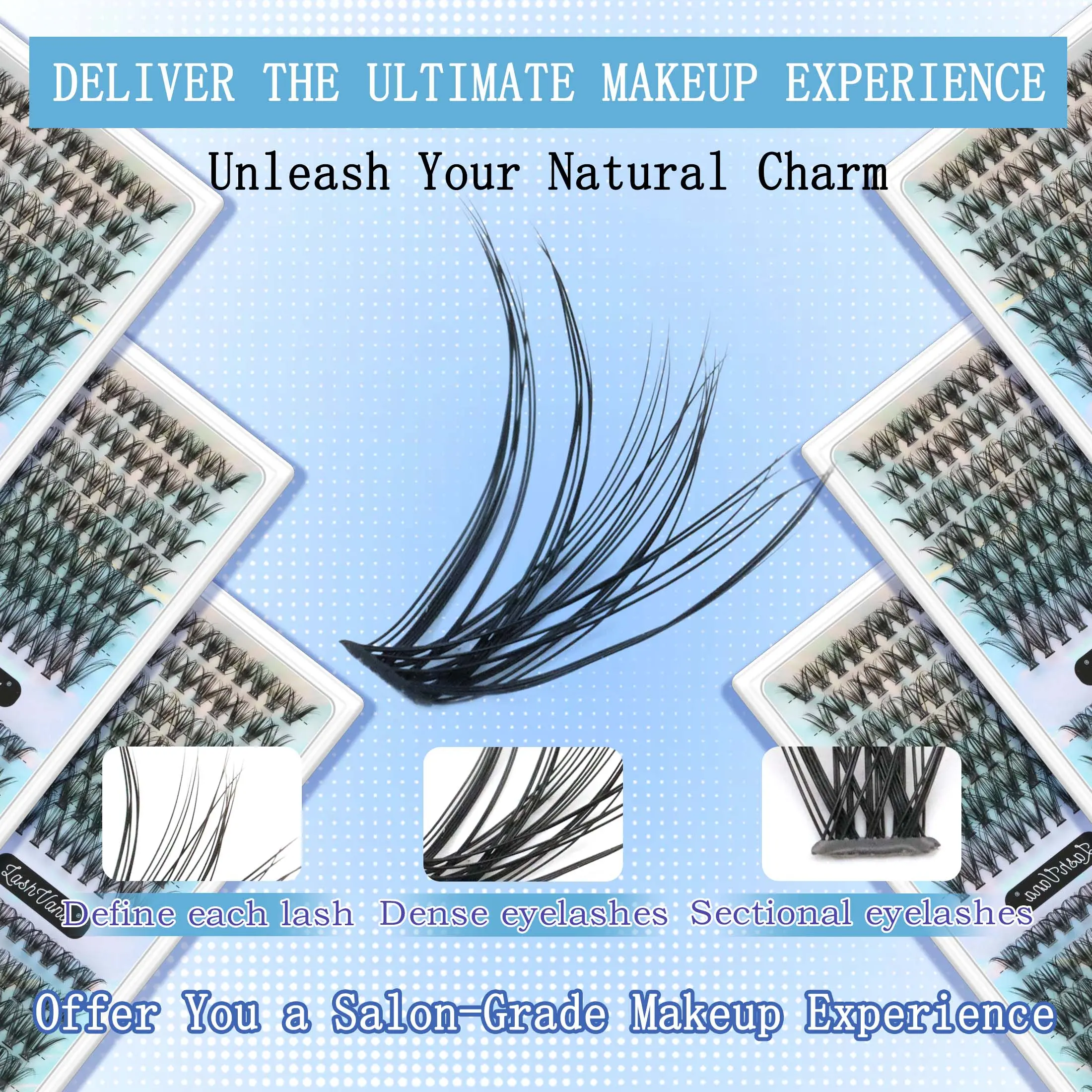 DIY Clusters Lash Kit 280pcs 8-16mm Mix Bond & Seal Tweezers Lash for Self Application Makeup Individual Eyelash Extensions