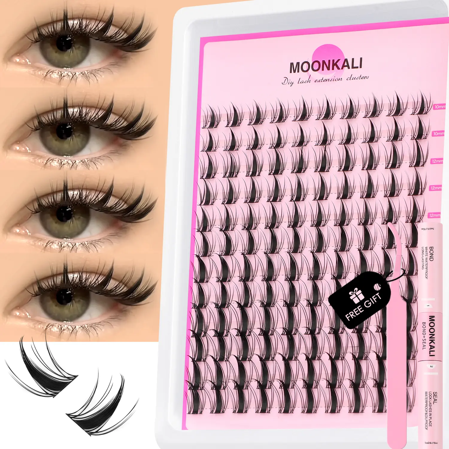 MOONKALI Fairy Lash Clusters Natural Look Manga Eyelash Clusters Wispy D-Curly Cluster Eyelash Extensions  Wispy Individual Lash