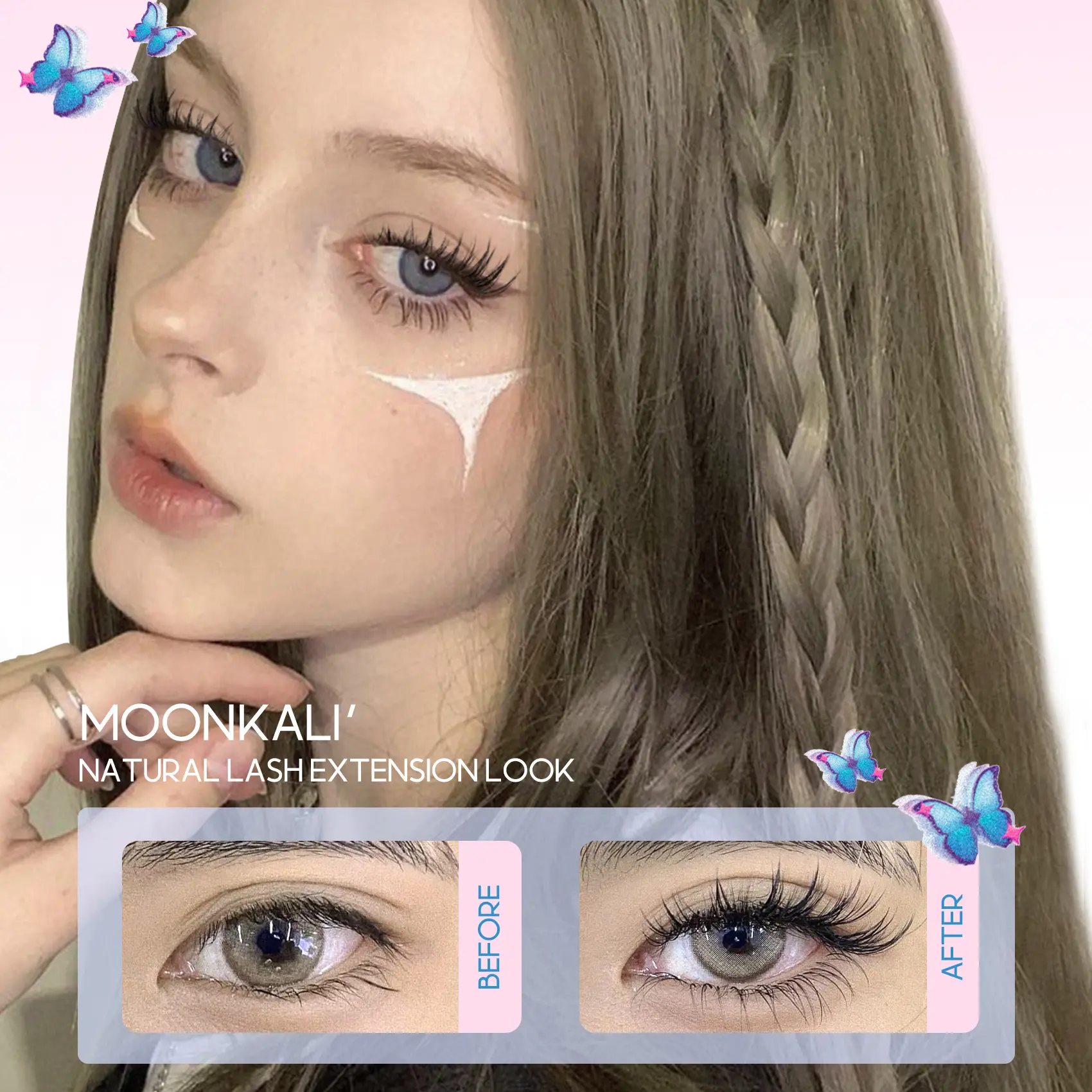 MOONKALI Fairy Lash Clusters Natural Look Manga Eyelash Clusters Wispy D-Curly Cluster Eyelash Extensions  Wispy Individual Lash