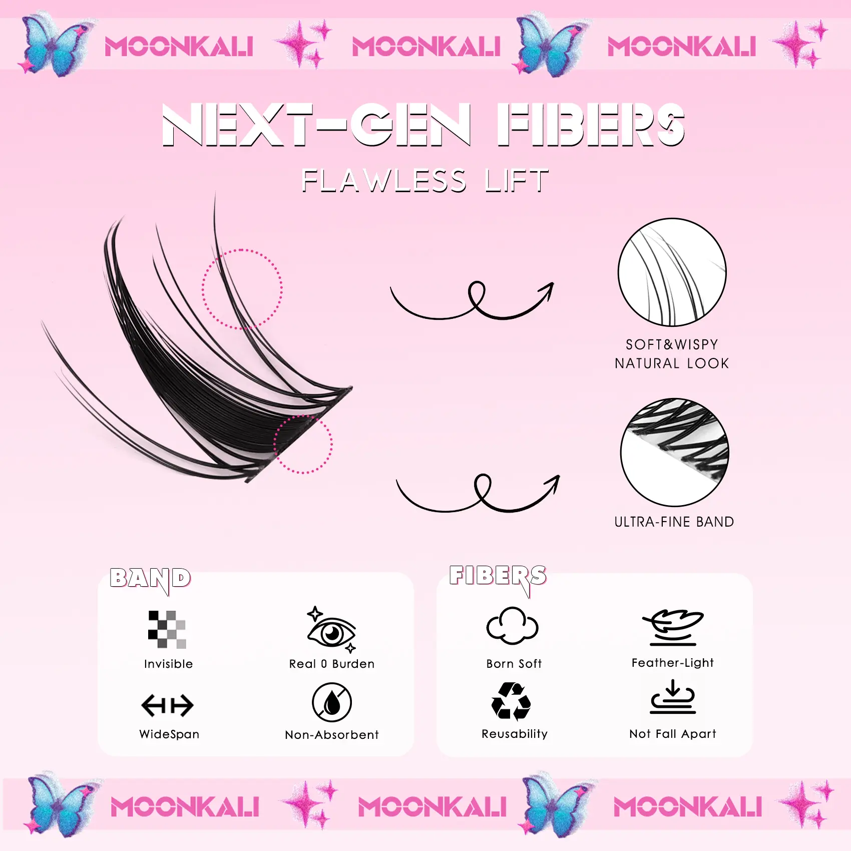 MOONKALI Fairy Lash Clusters Natural Look Manga Eyelash Clusters Wispy D-Curly Cluster Eyelash Extensions  Wispy Individual Lash