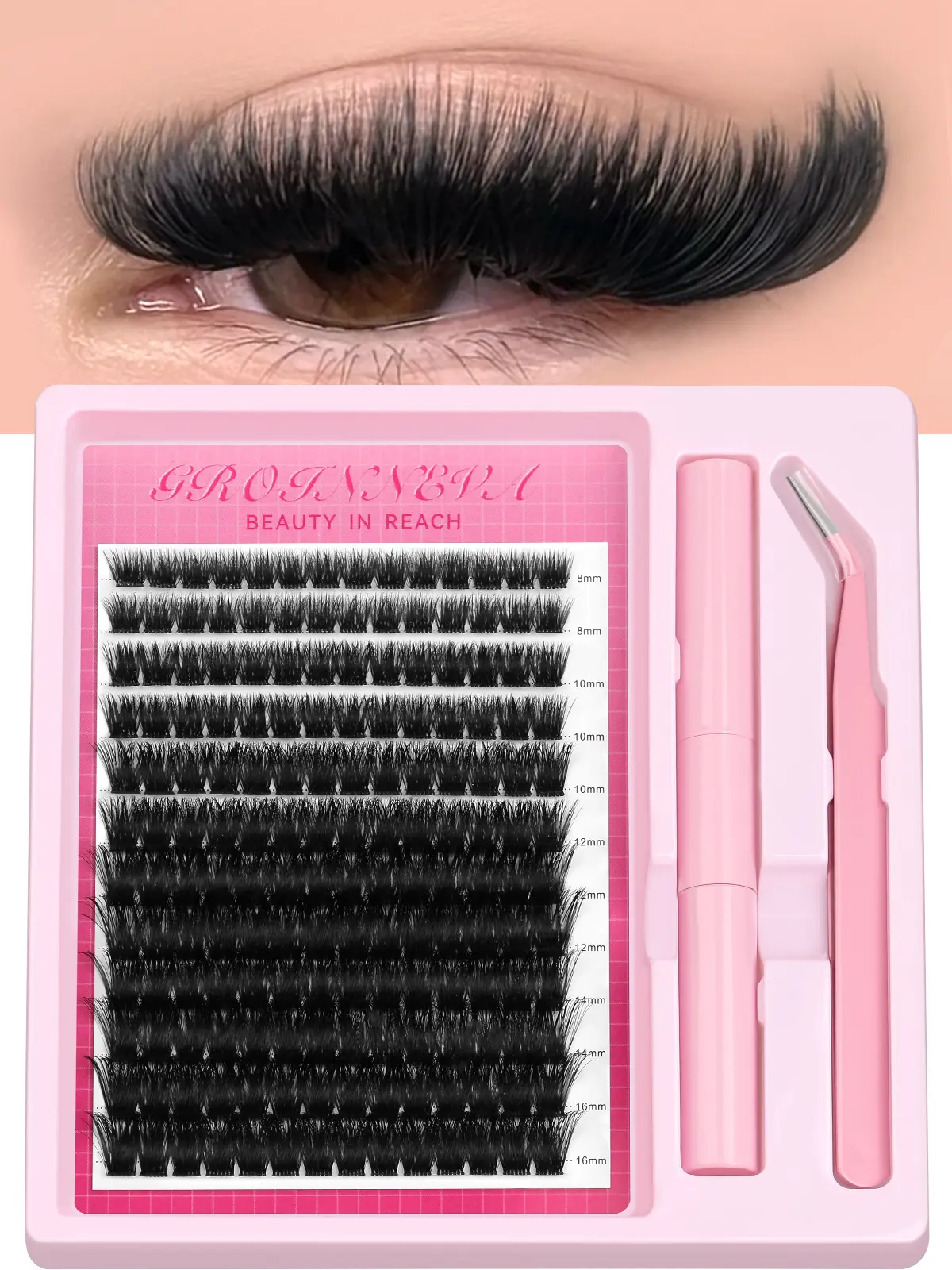 Lash Clusters Kit Fluffy Individual Lashes C Curl Cluster Eyelash Extensions 10-18mm DIY Lash Extension Kit Lash Bond and Seal