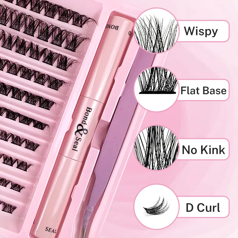 DIY 45/120PCS False Eyelash Extension Kit Cluster Individual Lash With Eyelashes Glue Grafting Bond And Seal Tweezers Make Up
