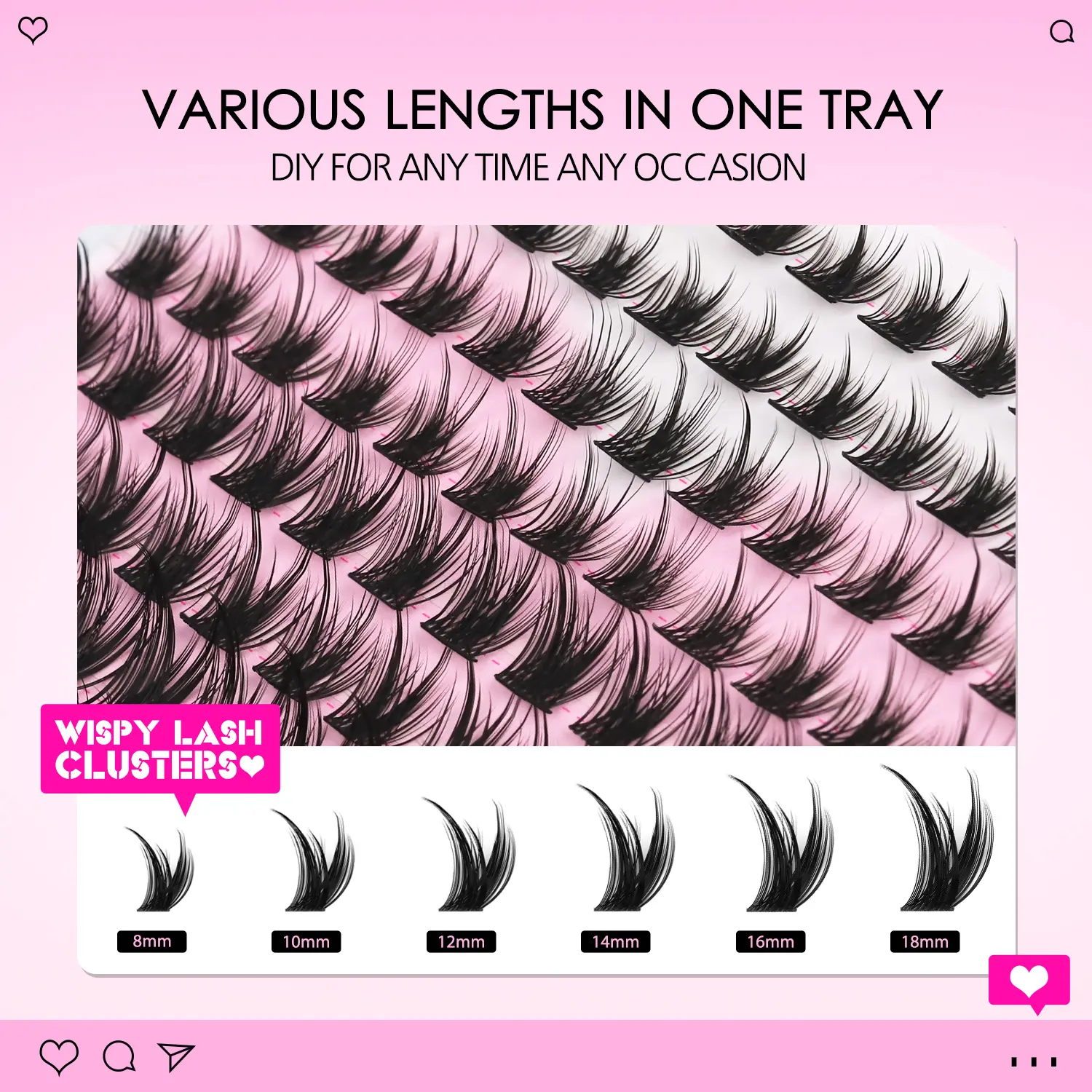 WOSHEER Lash Clusters Wispy Eyelash Clusters 120pcs 8-18mm Cluster Eyelash  Natural Volume Lash Extensions DIY