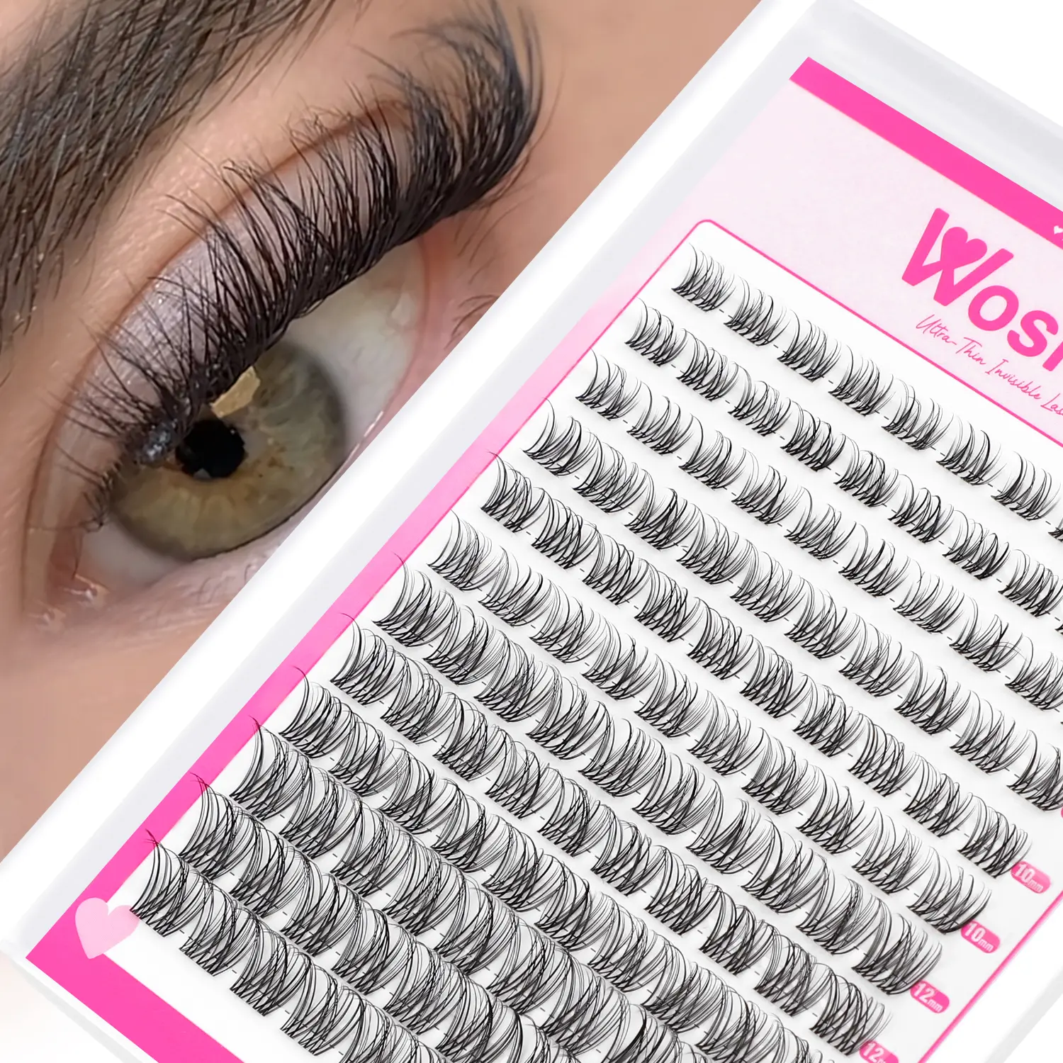 WOSHEER Eyelashes Clusters Natural Eyelash extension Cluster Lashes Volume Mixed  Lashes Cluster Natural Lashes