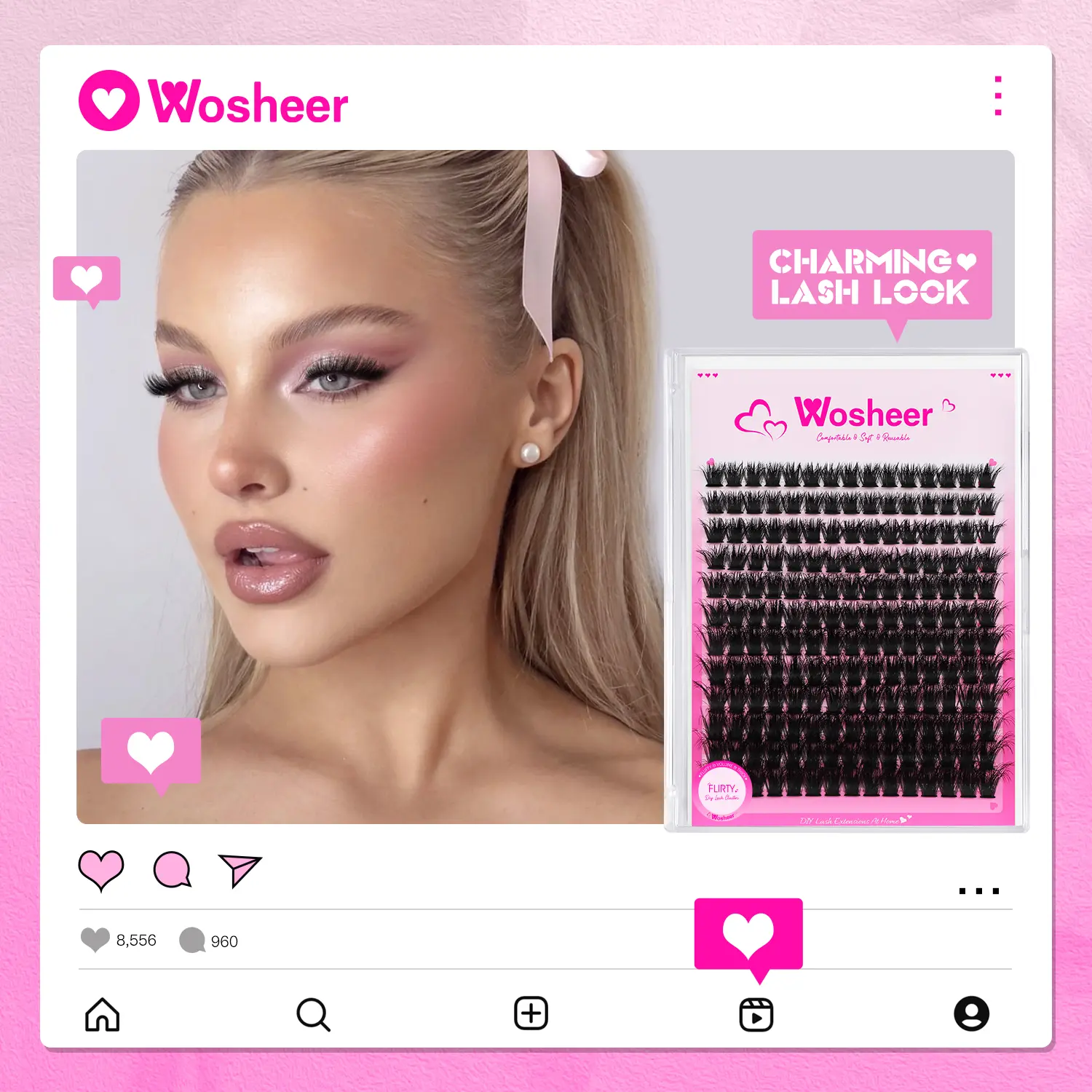 WOSHEER Lashes Clusters Cat Eyelashes Wispy Individual Lashes Extensions Volume Fluffy Clusters Lashes DIY At Home