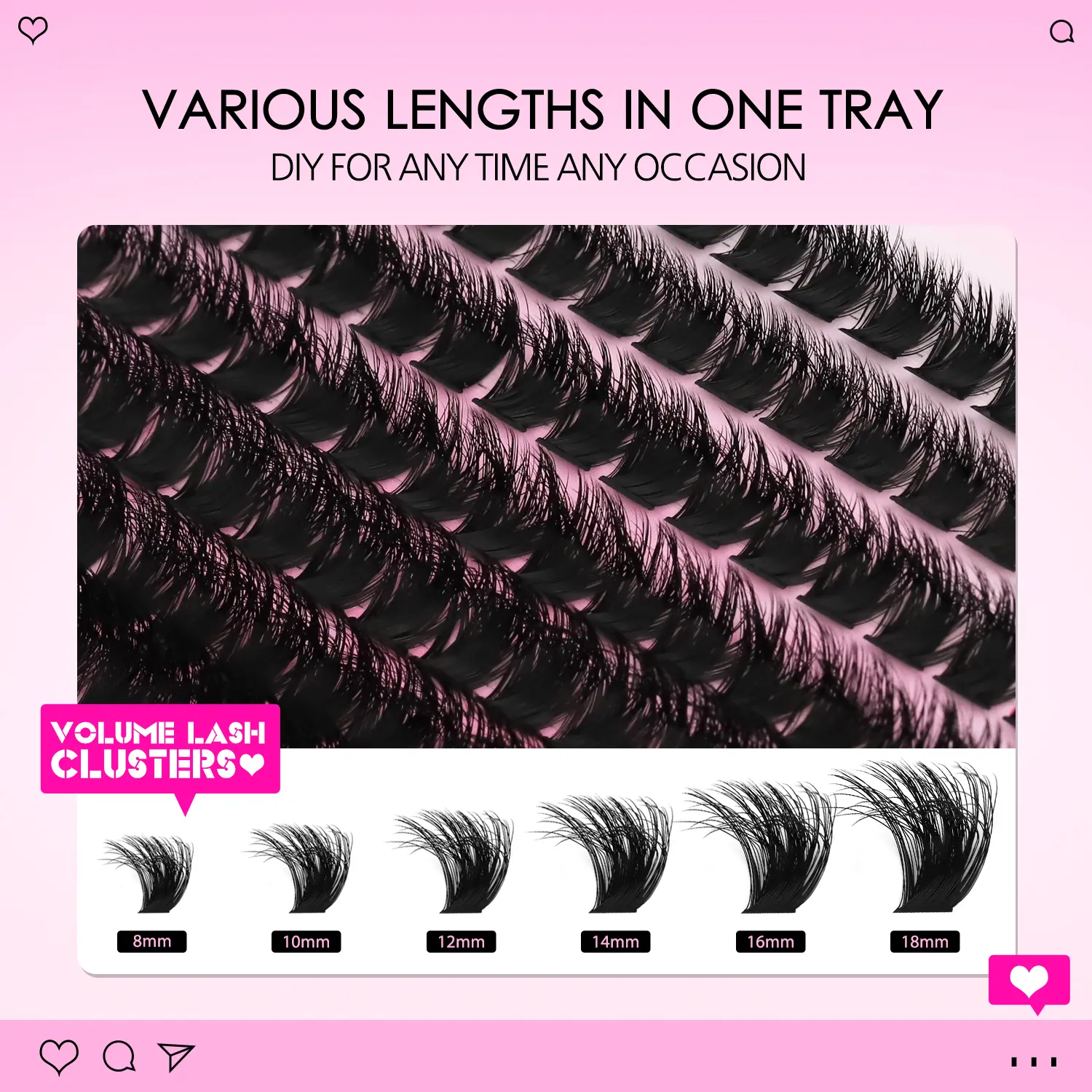 WOSHEER Lashes Clusters Cat Eyelashes Wispy Individual Lashes Extensions Volume Fluffy Clusters Lashes DIY At Home