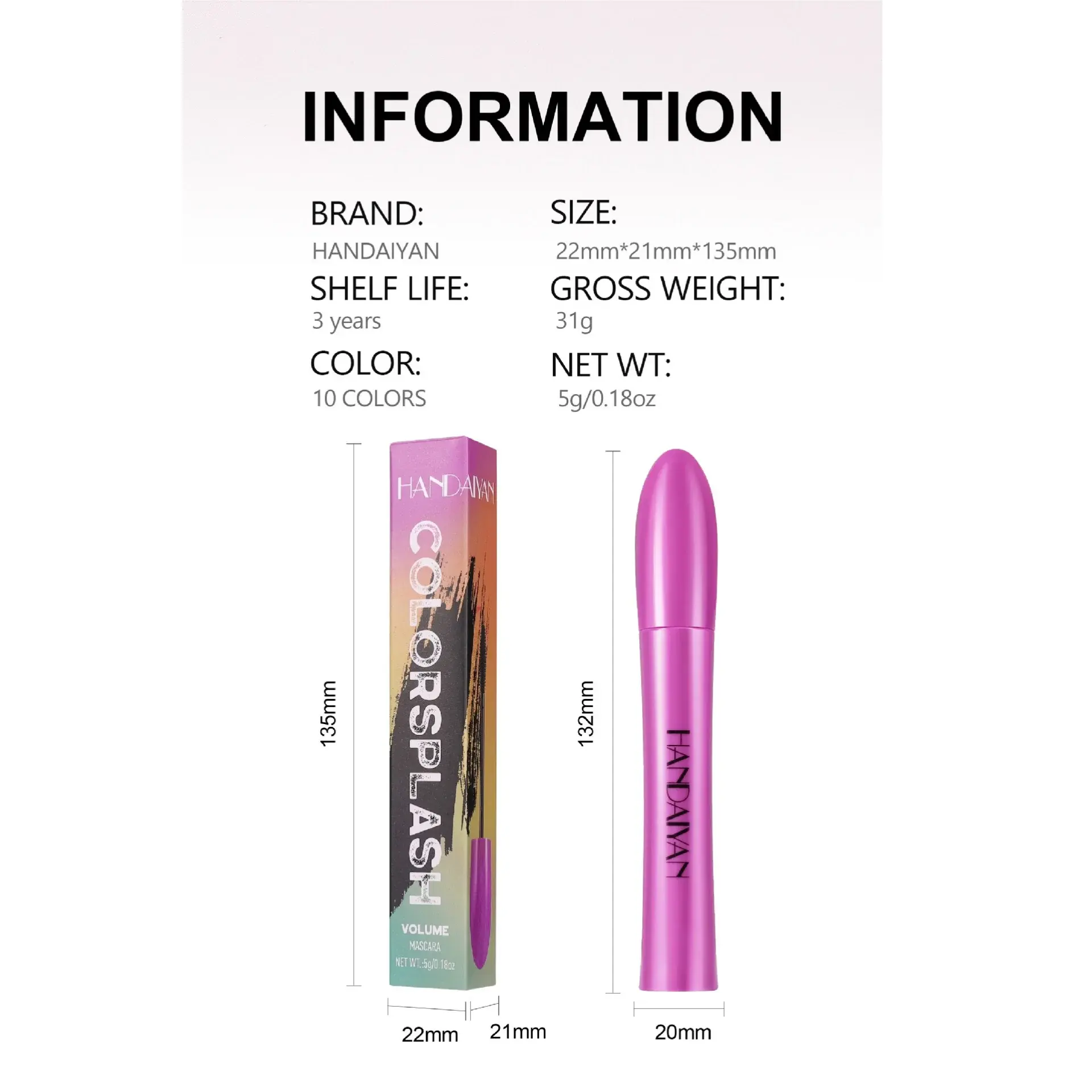 Colorful Silk Mascara Waterproof Mascara Blue Red Black Cream Thickening Lengthening Curling Smudge-Proof Makeup Cosmetic