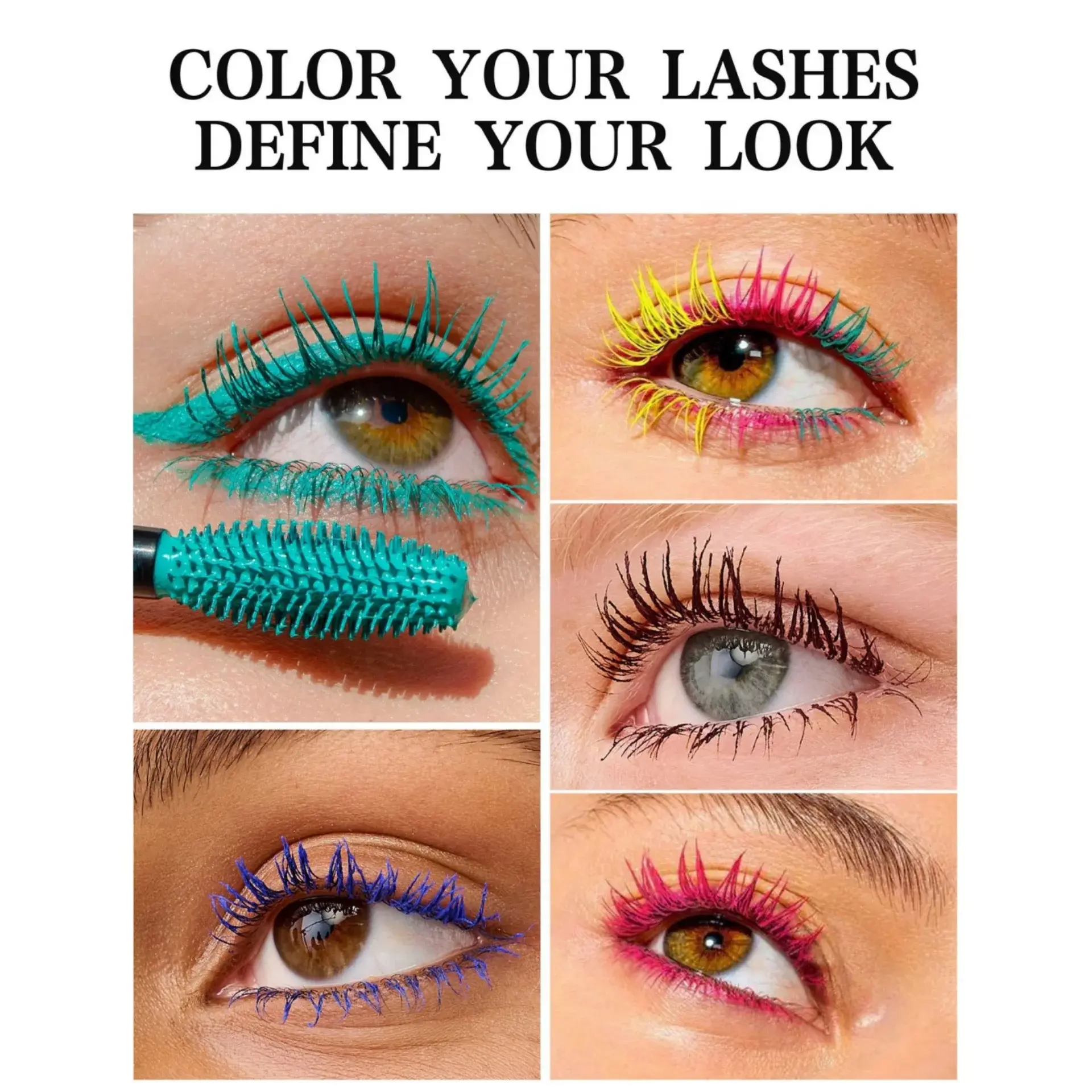 Colorful Silk Mascara Waterproof Mascara Blue Red Black Cream Thickening Lengthening Curling Smudge-Proof Makeup Cosmetic