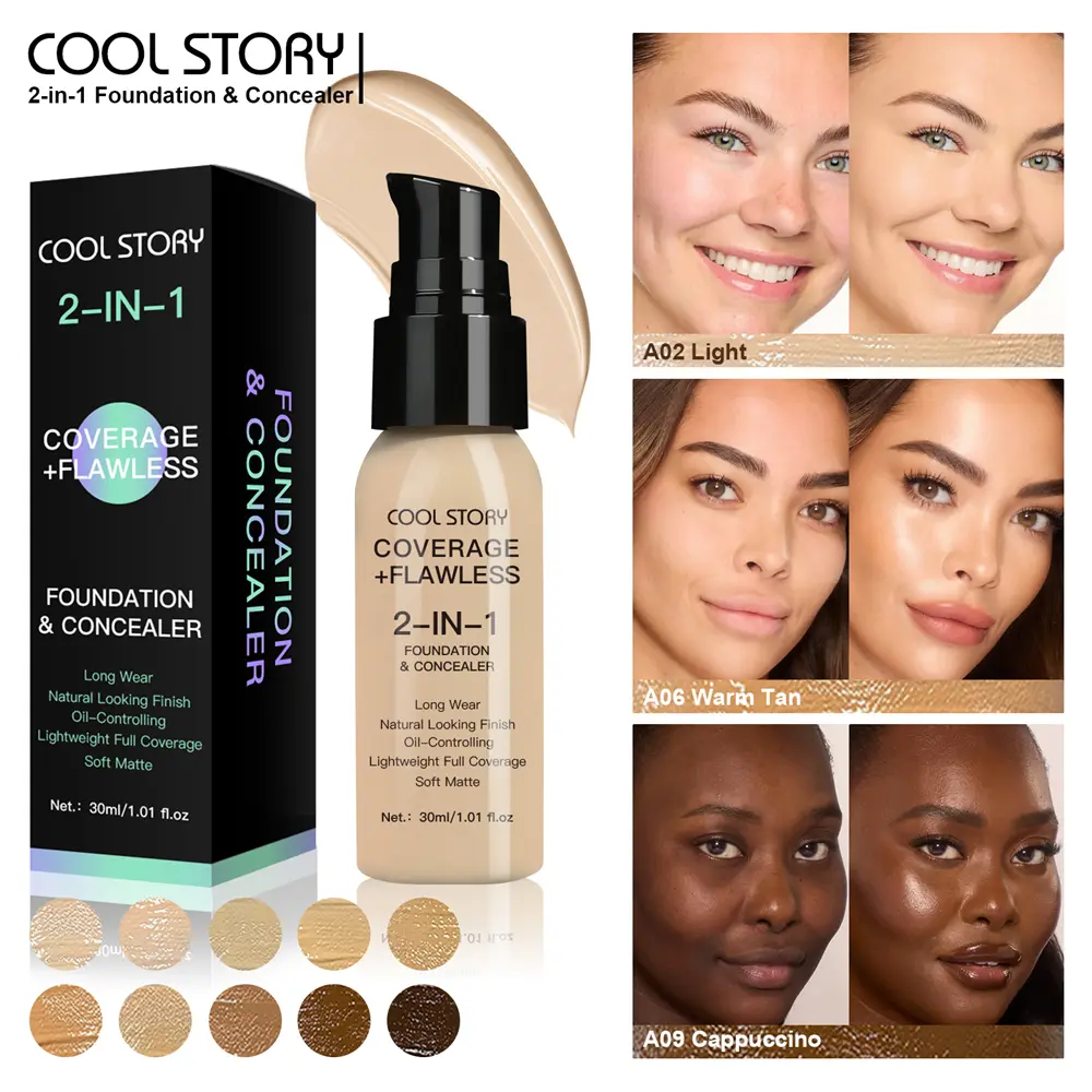 10 Color Lasting Face Foundation Cream Oil-Control Matte BB Cream Liquid Full Coverage Waterproof Hydrating Brighten Concealer