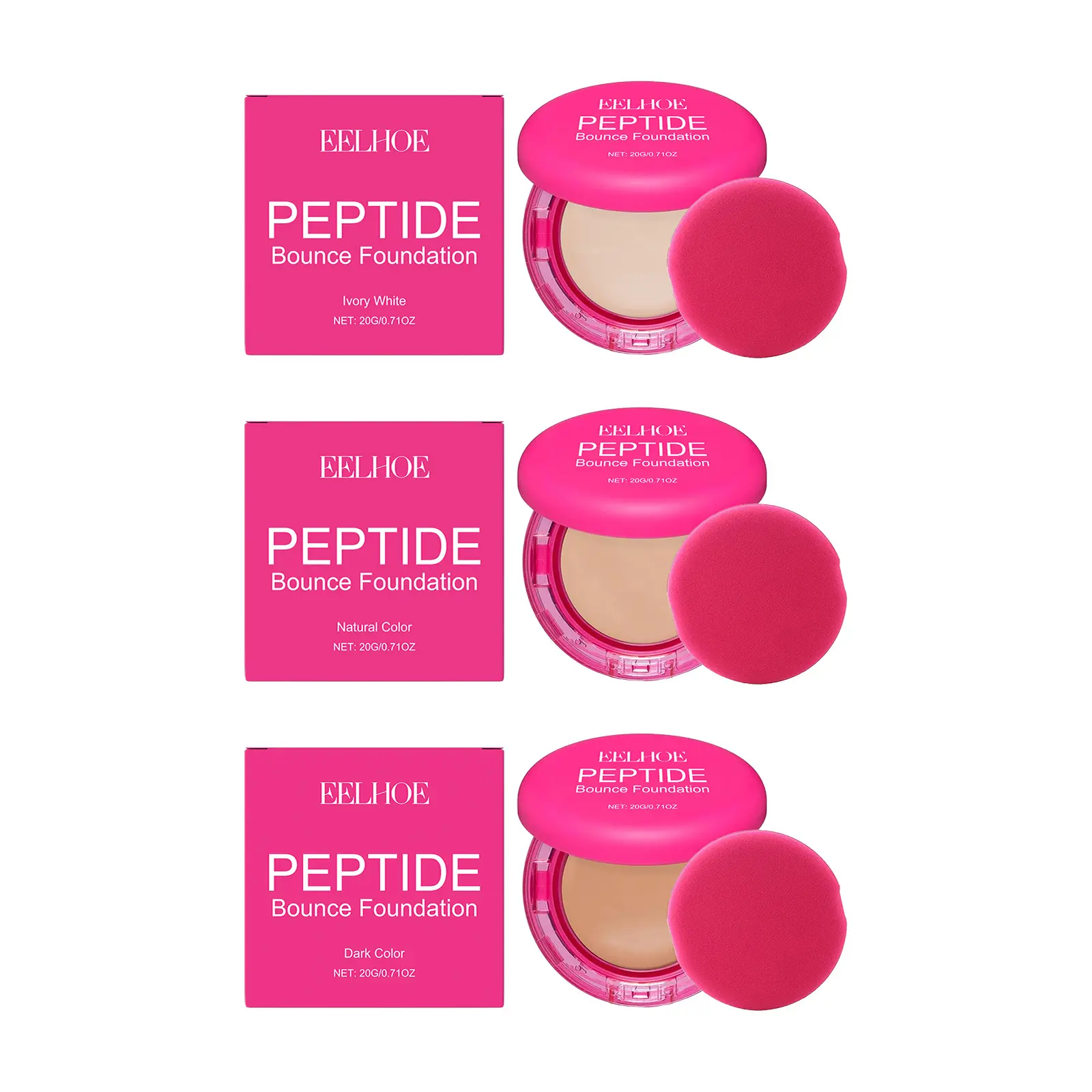 EELHOE Peptide Bounce Balm Foundation Covers Spot Blemishes Waterproof Sweatproof Oil Control Makeup Foundation Full Coverage
