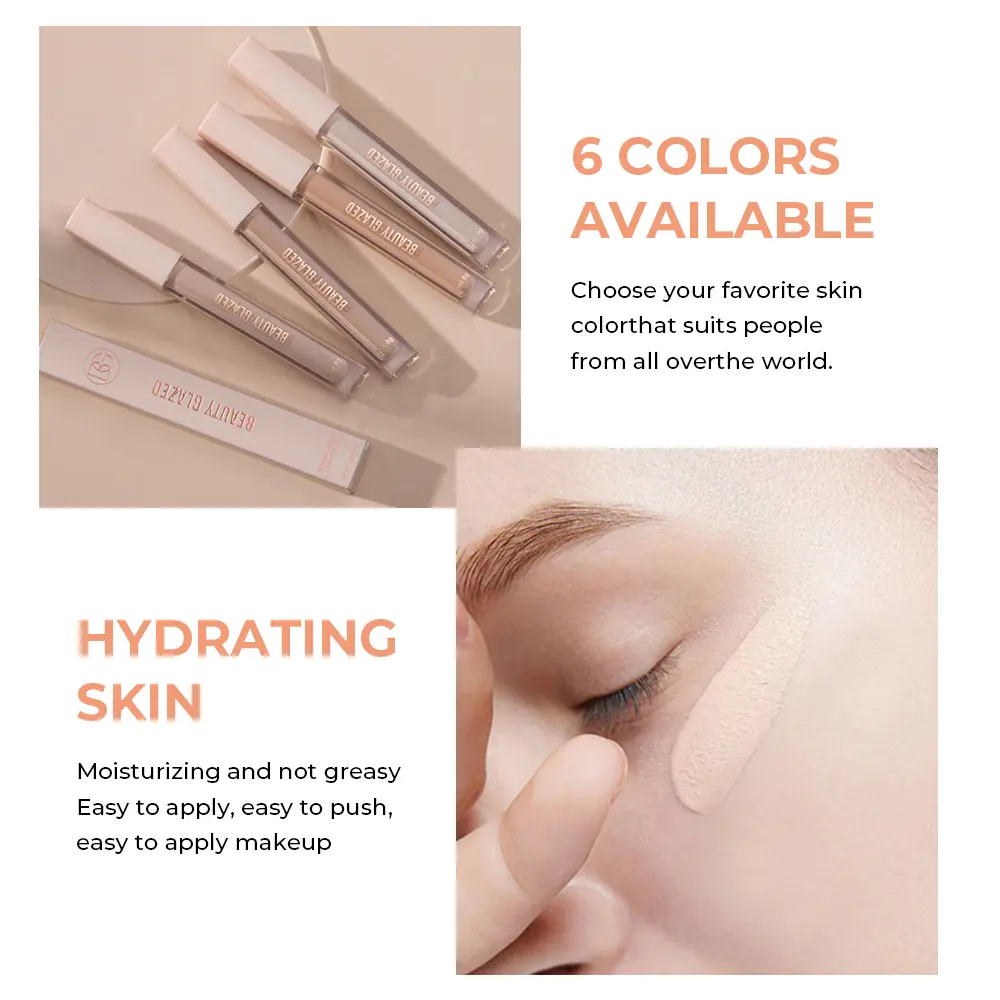 Beauty Glazed Full Coverage Concealer Lightweight Long-Lasting Corrects Covers Hydrates Highlights Satin Finish All-Day Wear