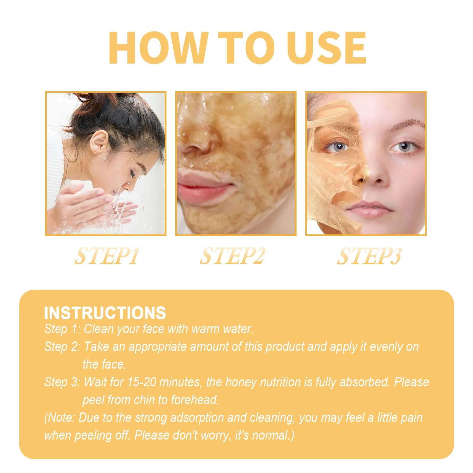 EELHOE Honey Tearing Mask Remove Blackheads Smooth Face Purifying Mask Moisturizing Skin Care Oil Control Peel off Face Mask 60g