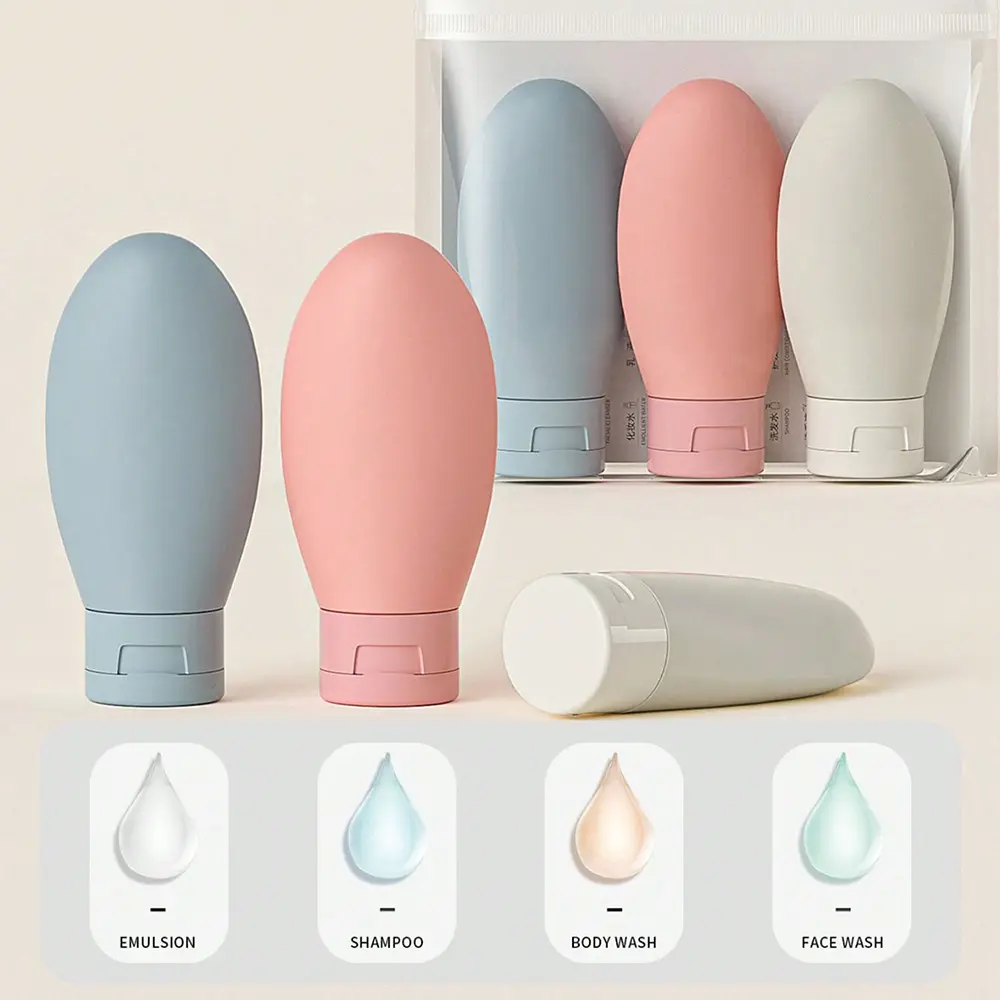 3 Pieces Silicone Travel Bottle Set Accessories Refill Extrusion Container, Shampoo, Lotion, Toiletries, Replacement Bottles liu