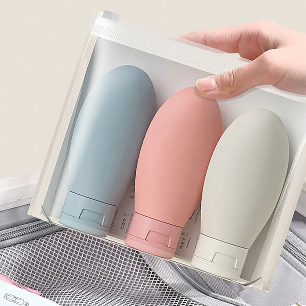 3 Pieces Silicone Travel Bottle Set Accessories Refill Extrusion Container, Shampoo, Lotion, Toiletries, Replacement Bottles liu