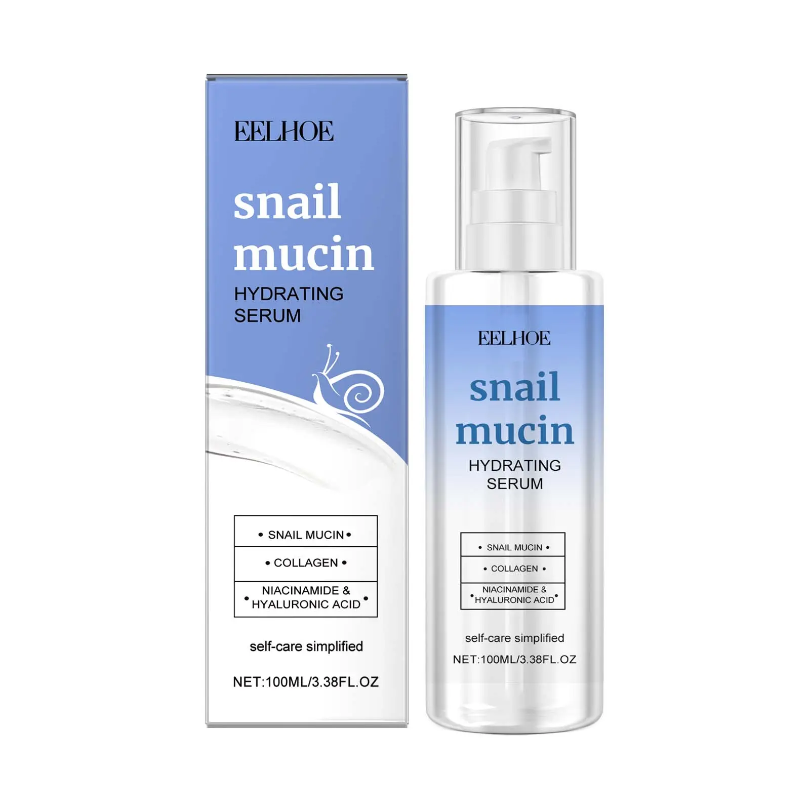 EELHOE Snail Mucin Serum Rejuvenating Shrinking Pore Firm Lift Improve Sagging Moisturize Brightening Skin Face Care Cream 100ml