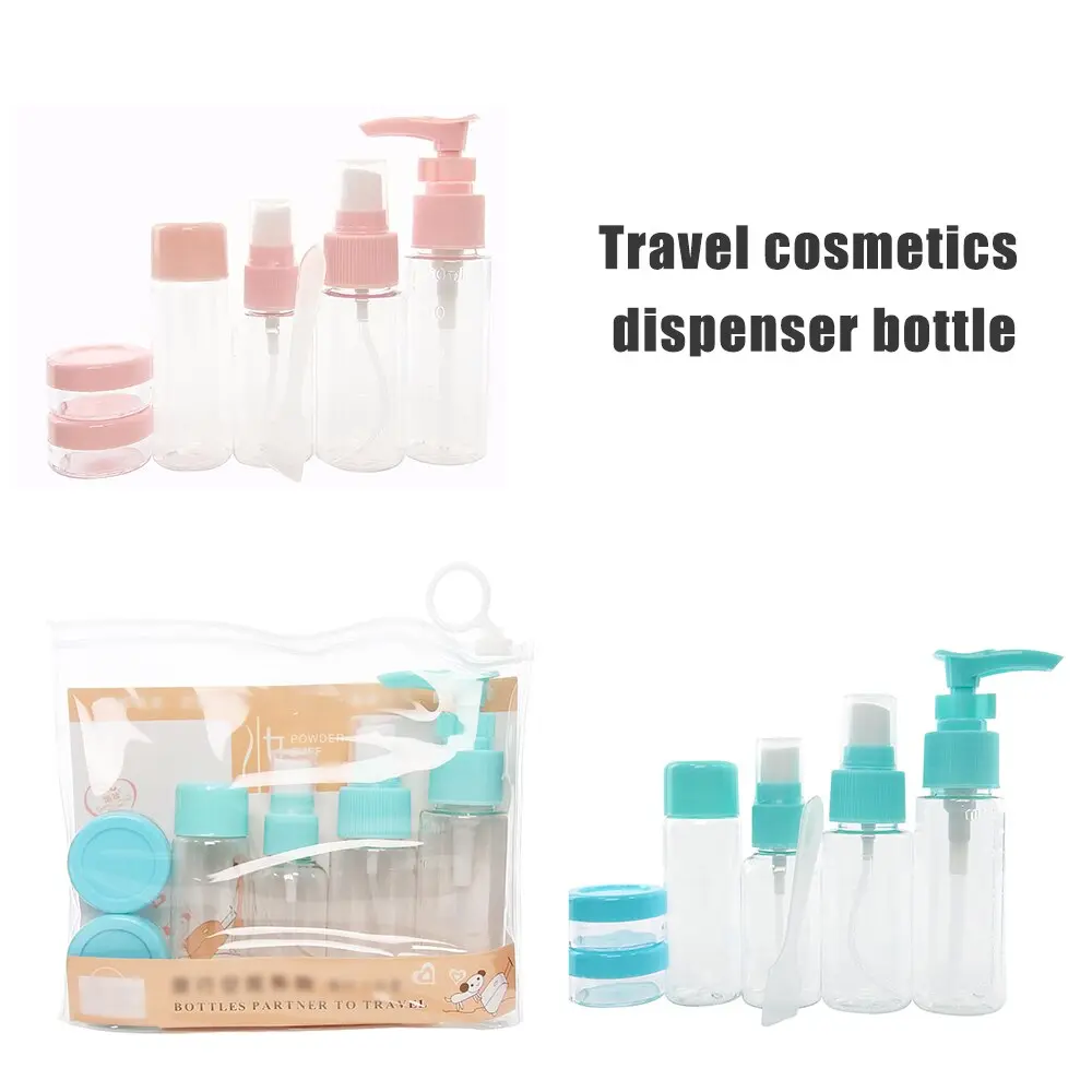 Travel Separate Bottle Set Press Type Spray Bottle Transparent Seven Piece Set Portable Small Sample Bottle Cosmetics Travel Set