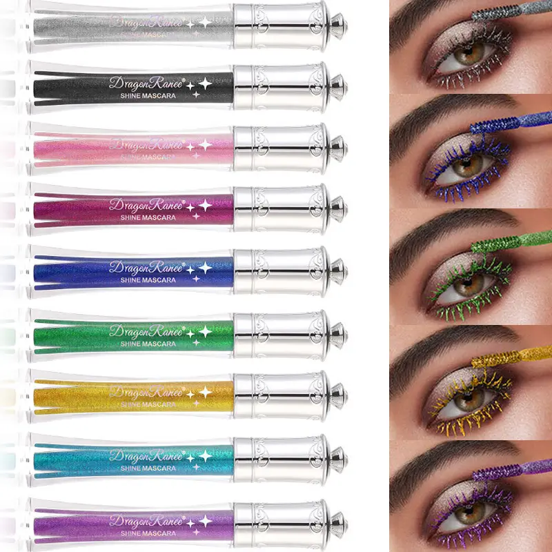 Shiny Diamond Colorful Mascara Blue Glitter Sparkling Waterproof Mascara Beauty Eyelashes Extension Quick Dry Shimmer Eye Makeup
