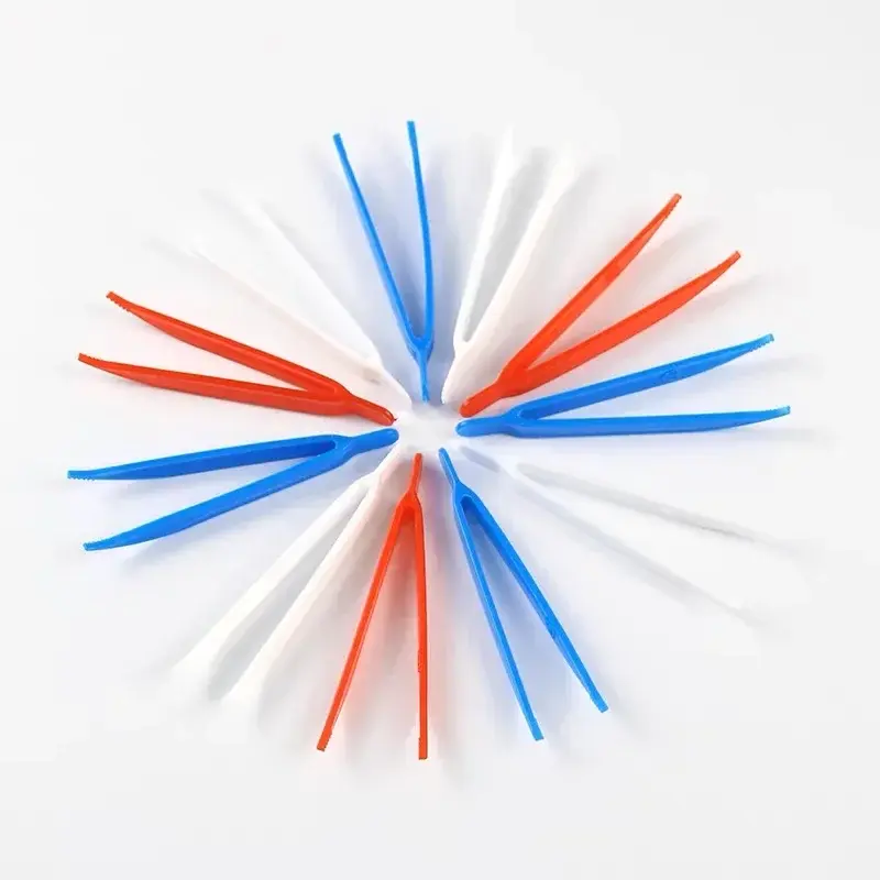 50pcs Disposable Tweezers Plastic Medical Small Tweezer Small Beads Clip For DIY Jewelry Making Kids Clips Hand Repair Tools