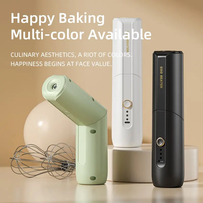 Collapsible Wireless Portable USB Recharging Electric Handheld Mixer Household Cake Cream Beater Send Two Mixing Heads
