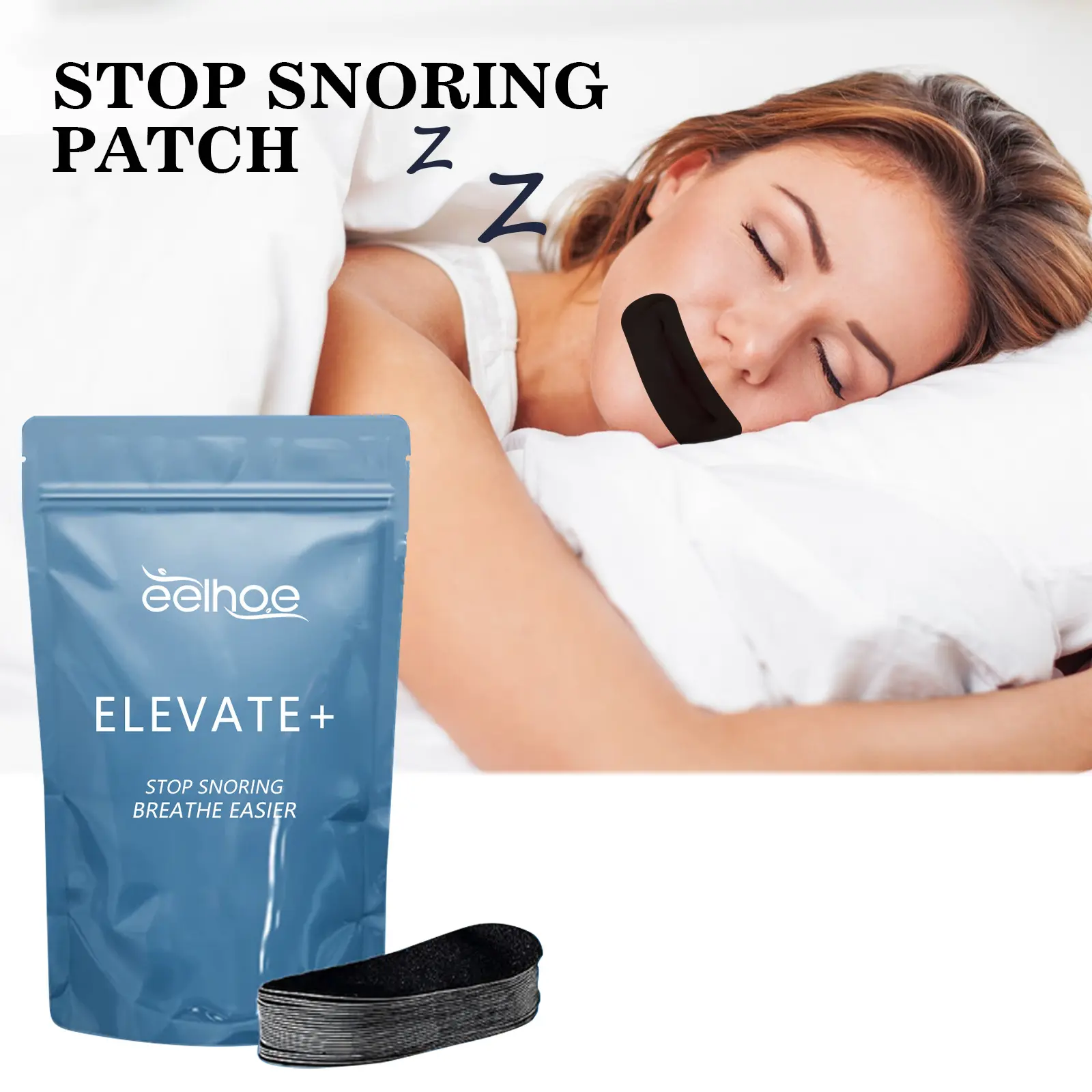 EELHOE Stop Snoring Patch Night Sleep Improvement Breathe Better Nose Mouth Breathing Correction Tape Anti-Snoring Patches 30pcs