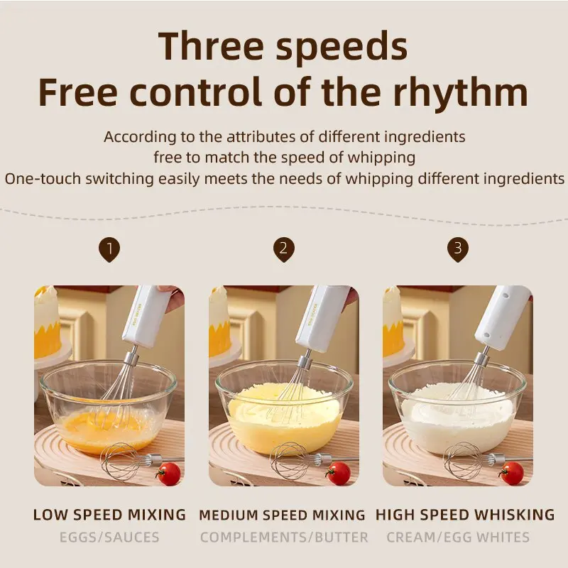 Collapsible Wireless Portable USB Recharging Electric Handheld Mixer Household Cake Cream Beater Send Two Mixing Heads
