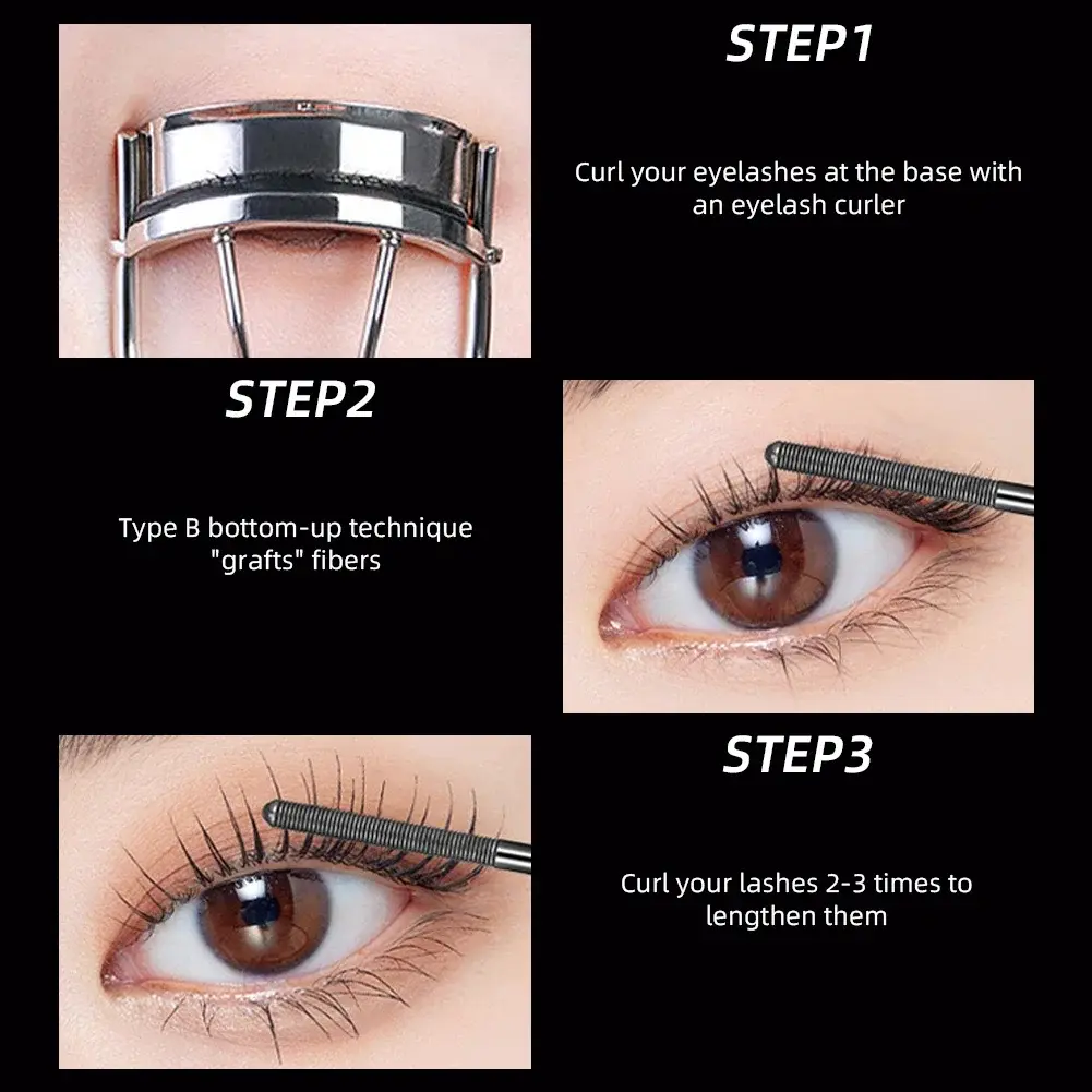Small Steel Tube Mascara Black Thick Curling Eyelash Extensions Waterproof Long-lasting 4D Eye Lengthening Fast Dry Eyes Makeup