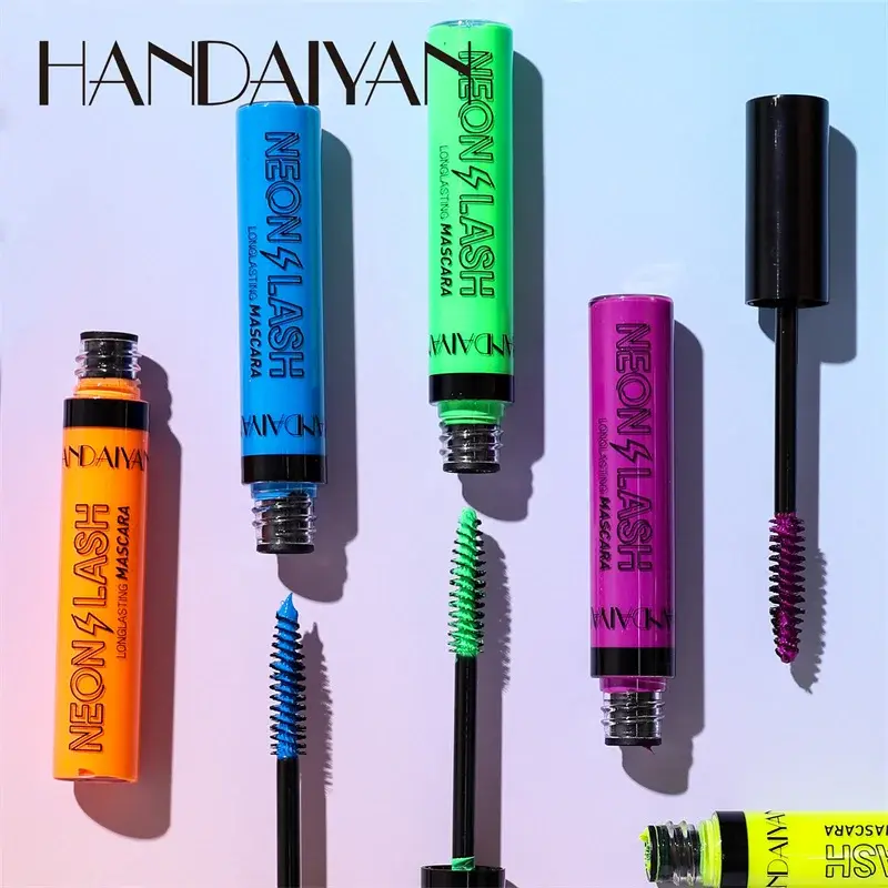 Fluorescence Mascara Waterproof No Blooming Fast Dry Colorful Neon Eyelashes Curling Yellow Blue Lengthens Eye Lashes Cosmetics