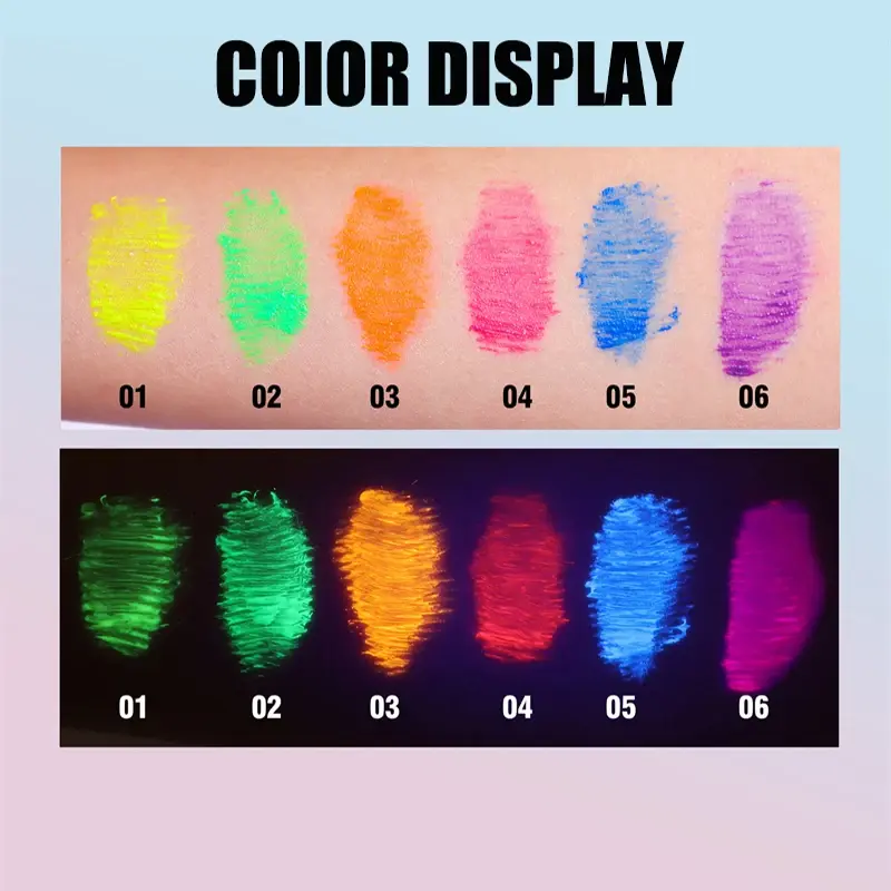 Fluorescence Mascara Waterproof No Blooming Fast Dry Colorful Neon Eyelashes Curling Yellow Blue Lengthens Eye Lashes Cosmetics