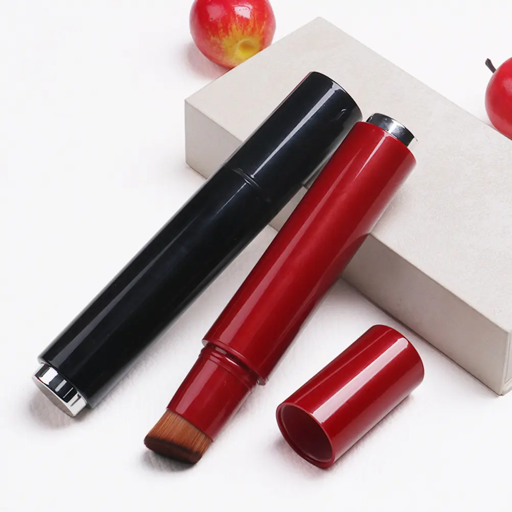 Portable Flat Foundation Brush Plastic Handle Ultra Dense Rayon Powder Blush Application Brushes Kit Lightweight Reusable