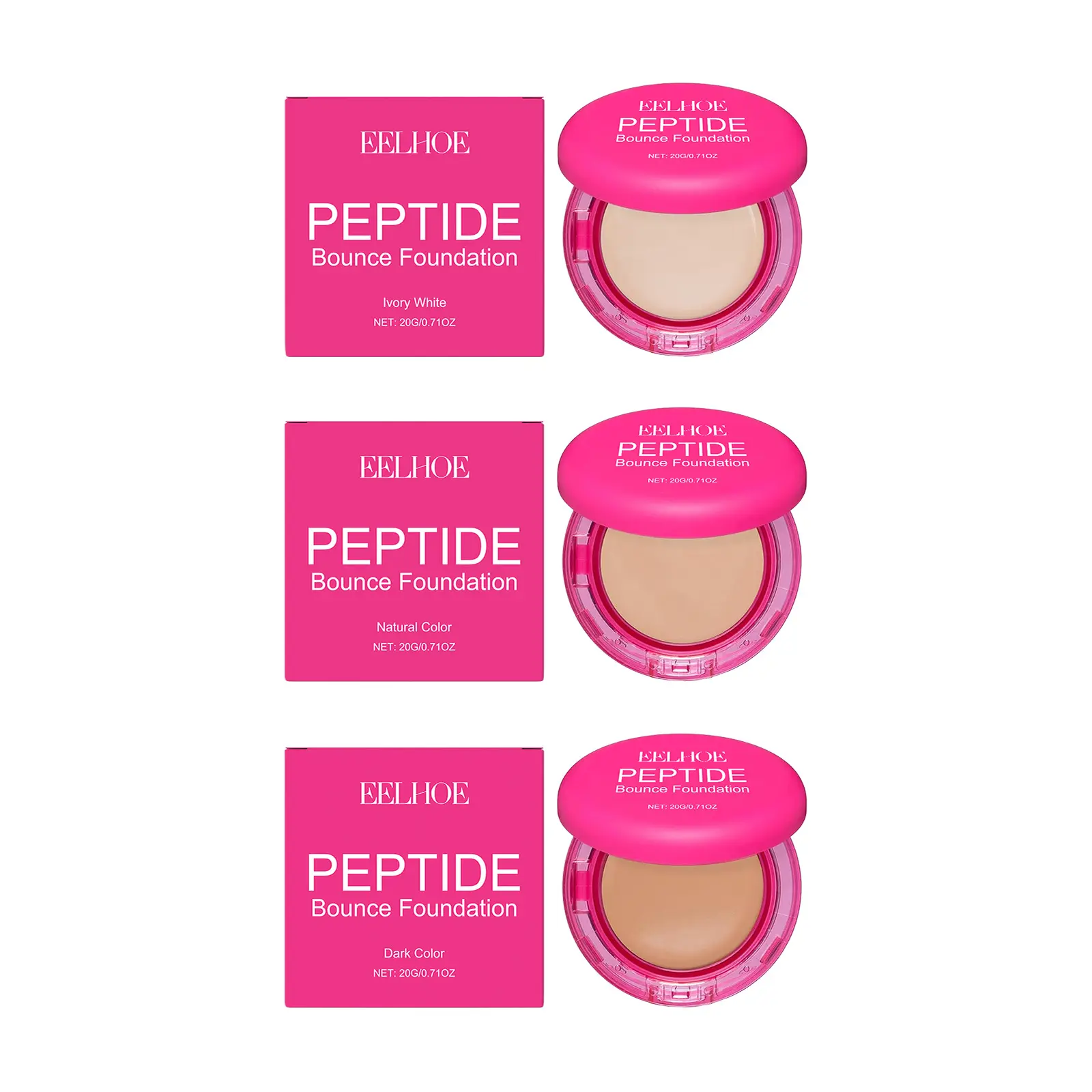 EELHOE Peptide Bounce Balm Foundation Matte Waterproof Sweatproof Oil Control Antioxidant Full Coverage Foundation Makeup Cream