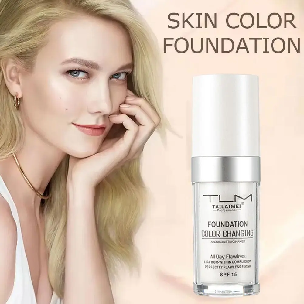 30ml Colour Changing Mature Skin Foundation Portable Waterproof Concealer Warm Skin Color Changing Foundation Liquid