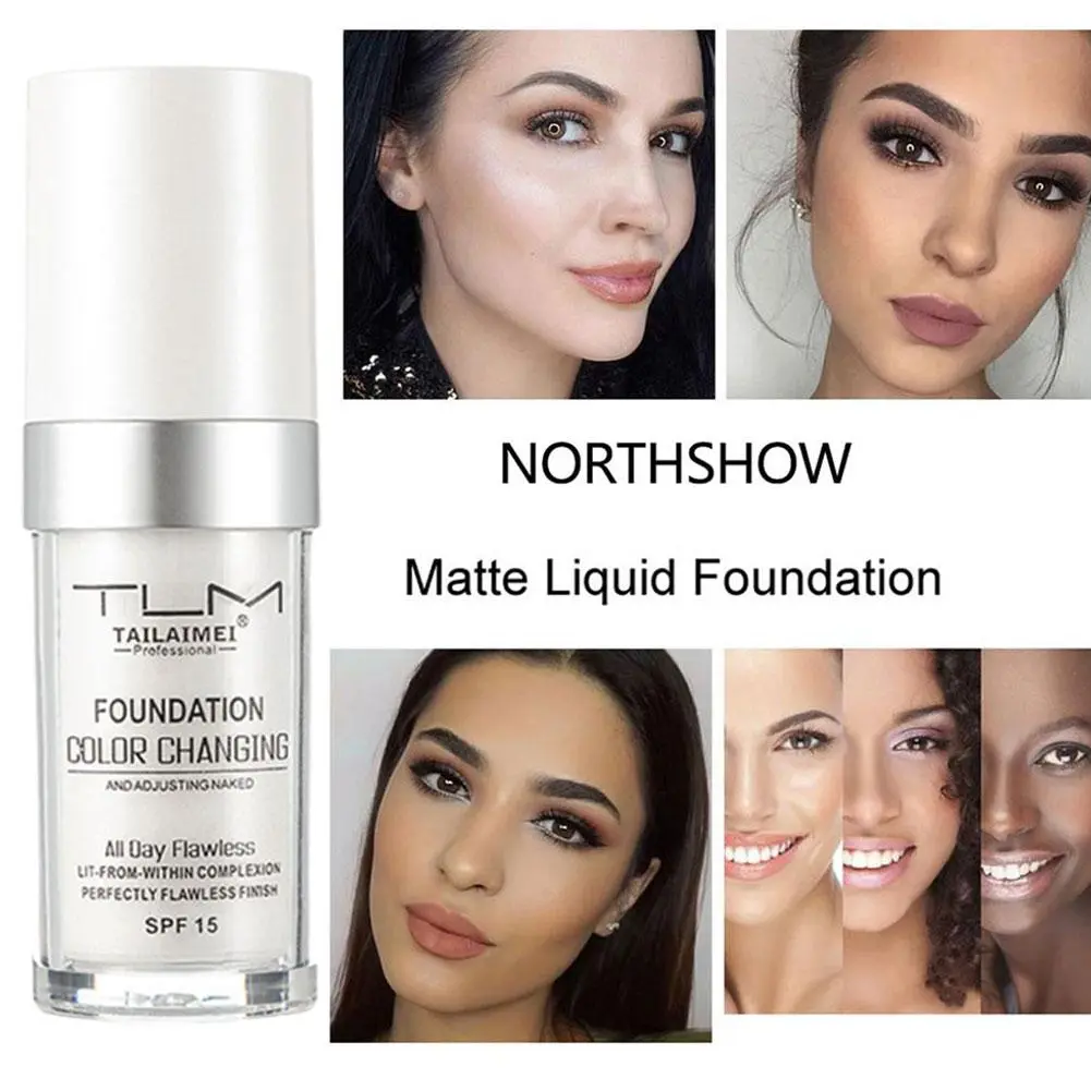 30ml Colour Changing Mature Skin Foundation Portable Waterproof Concealer Warm Skin Color Changing Foundation Liquid