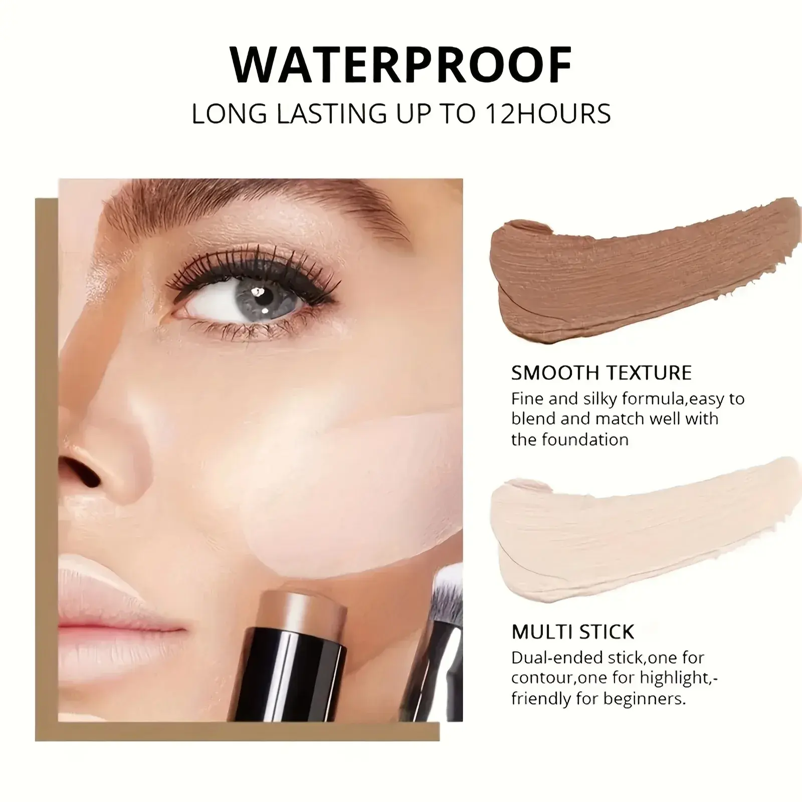 Dark Brown Double-Head Face Concealer Contouring Stick Matte Bronzer Beauty Styling Outline Pen Long-Lasting Makeup Tool