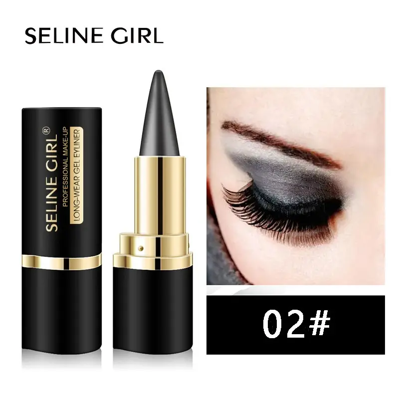 Black Waterproof Eyeliner Paste Quick-Drying Matte Single-End Pen Rich Solid Color for Eyes