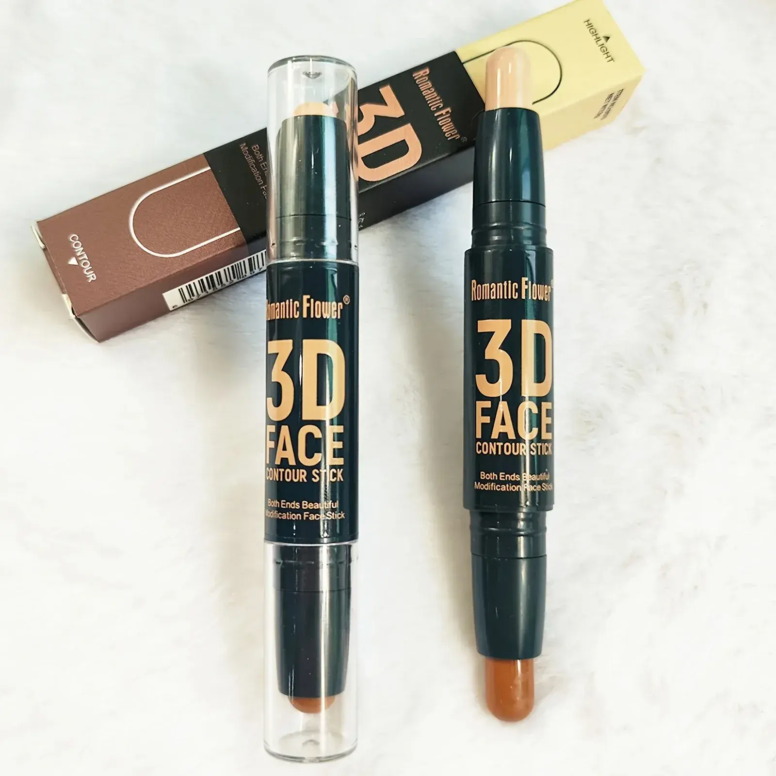 Dark Brown Double-Head Face Concealer Contouring Stick Matte Bronzer Beauty Styling Outline Pen Long-Lasting Makeup Tool