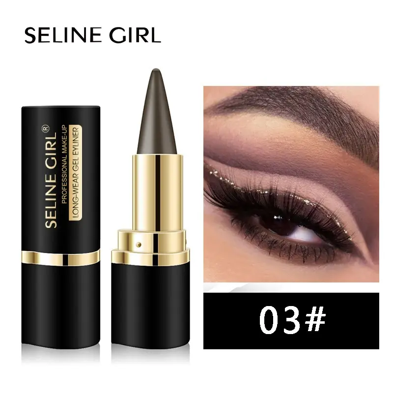 Black Waterproof Eyeliner Paste Quick-Drying Matte Single-End Pen Rich Solid Color for Eyes