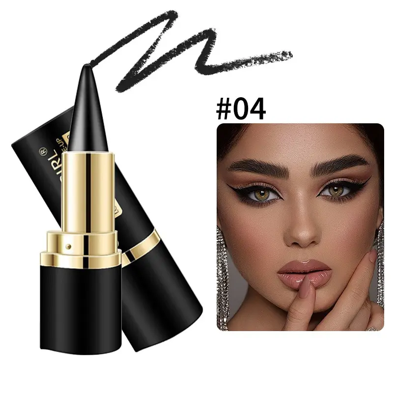Black Waterproof Eyeliner Paste Quick-Drying Matte Single-End Pen Rich Solid Color for Eyes