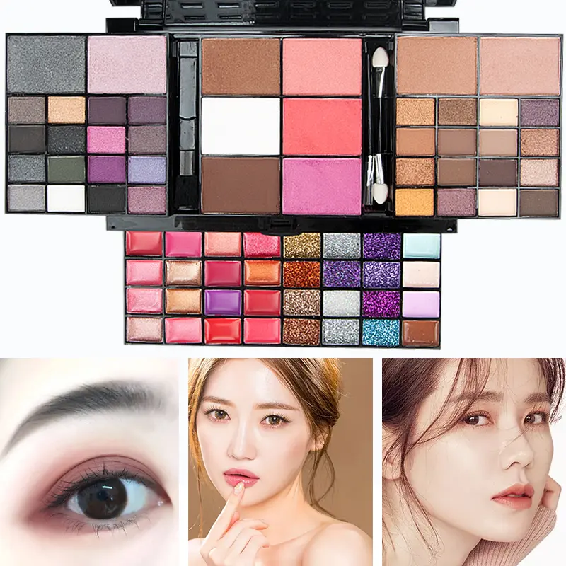 74 Colors Glitter Eyeshadow Palette Matte Waterproof Long Lasting Pressed Powder Cosmetics Kit  Fashion Women MakeUp Tools