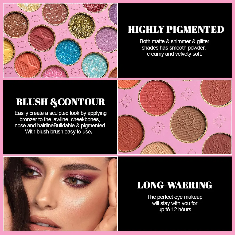 72-Color Pink Eyeshadow Palette Color Board Shimmer Matte Nude Natural All In One, Carnival/Mardi Gras/Masquerade