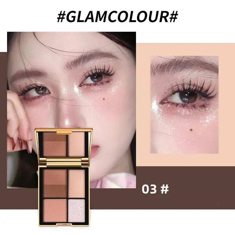 Versatile 5-Color Magic Eyeshadow Palette Brown Tones Matte Shimmer Finish Long-Lasting Eye Makeup Kit for All Ages