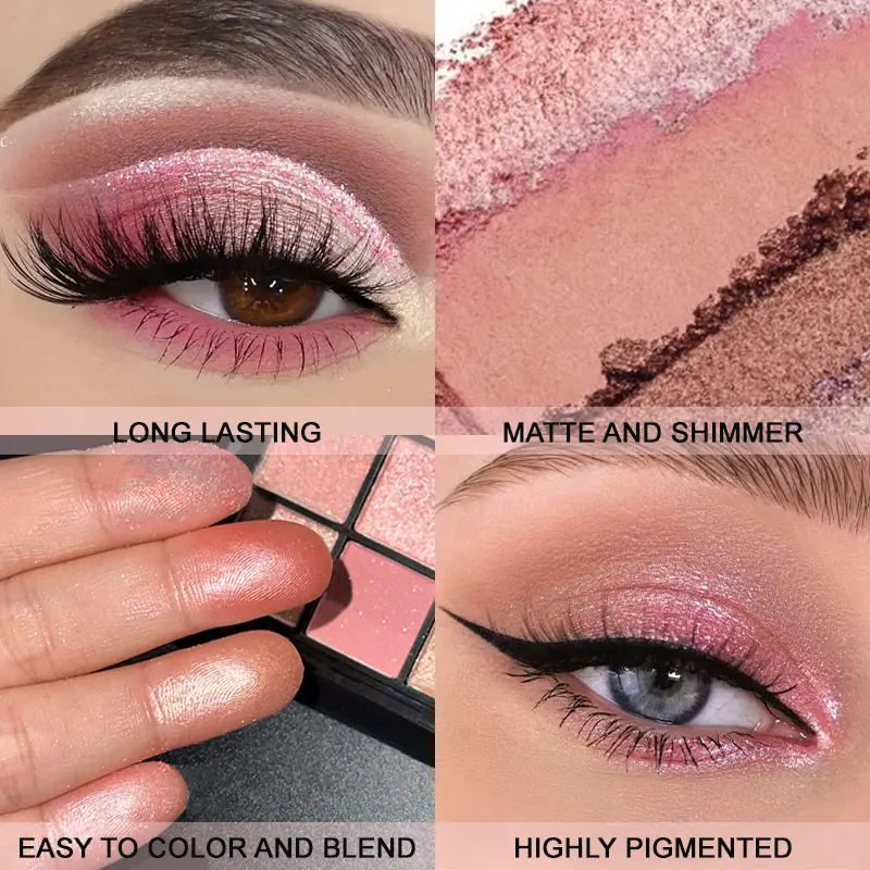 9-Color Matte Eye Shadow Palette Shimmer Rose Pink Color Pearly  Eyeshadow Make-up for Women Nude Cosmetics Korean Makeup