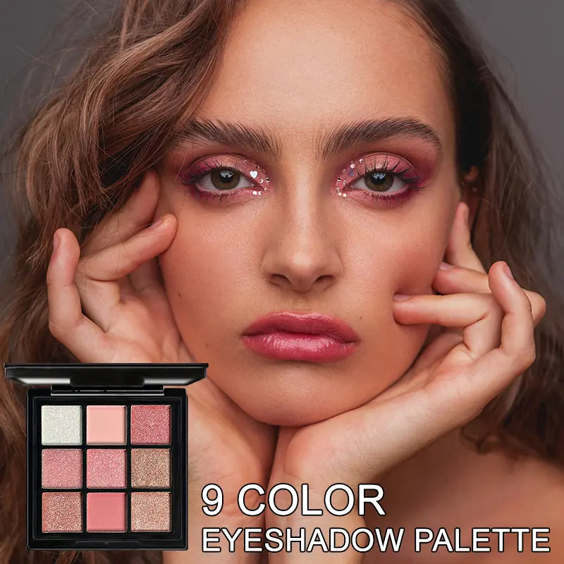 9-Color Matte Eye Shadow Palette Shimmer Rose Pink Color Pearly  Eyeshadow Make-up for Women Nude Cosmetics Korean Makeup