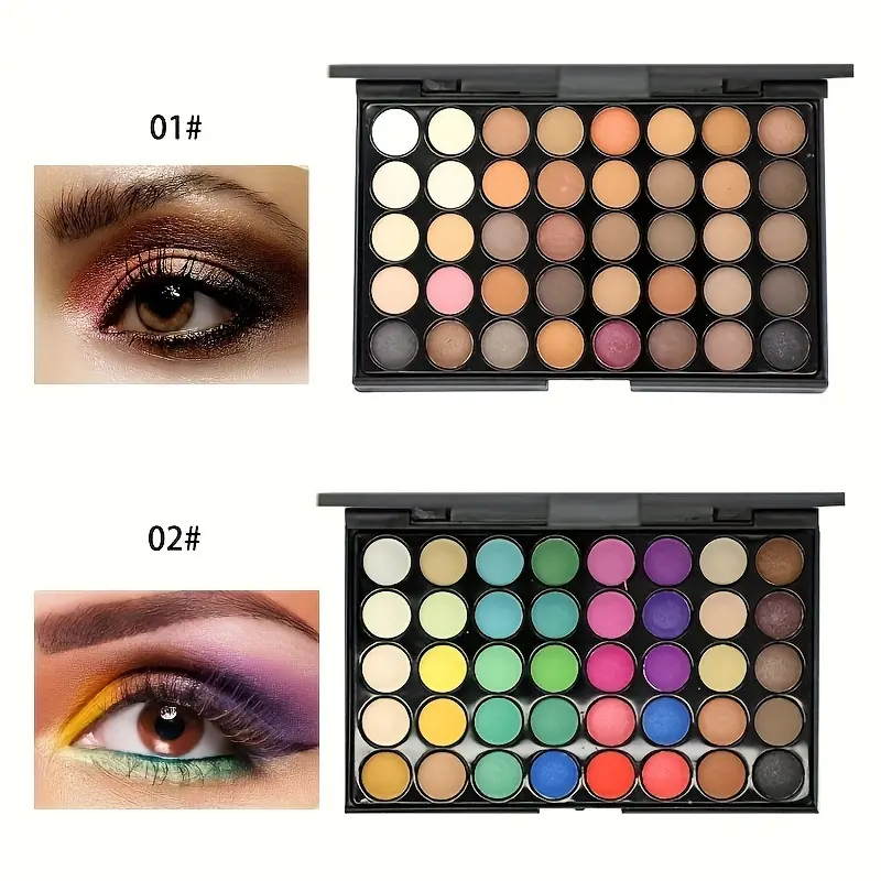 40 Colors Glitter Eyeshadow Palette with 5 Brushes Matte Waterproof Long Lasting Pressed Powder Cosmetics MakeUp Kit Cosmetics